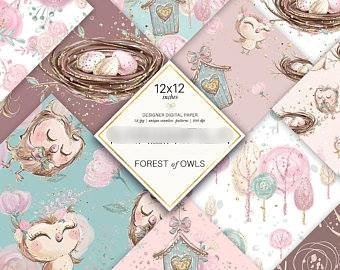 Forest Of Owls Kit Digital Papeis Corujinhas - Imagem 1