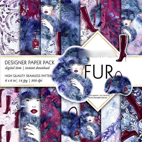 Fur Pappers Kit Digital Papeis Fashion Pele de Animal - Imagem 1