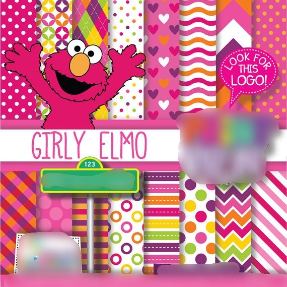 Girly Elmo Kit Digital Papeis Elma Girly - Imagem 1