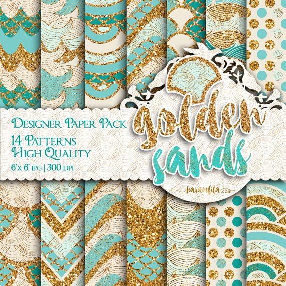 Golden Sandes Kit Digital Papeis Areia Dourada - Imagem 1