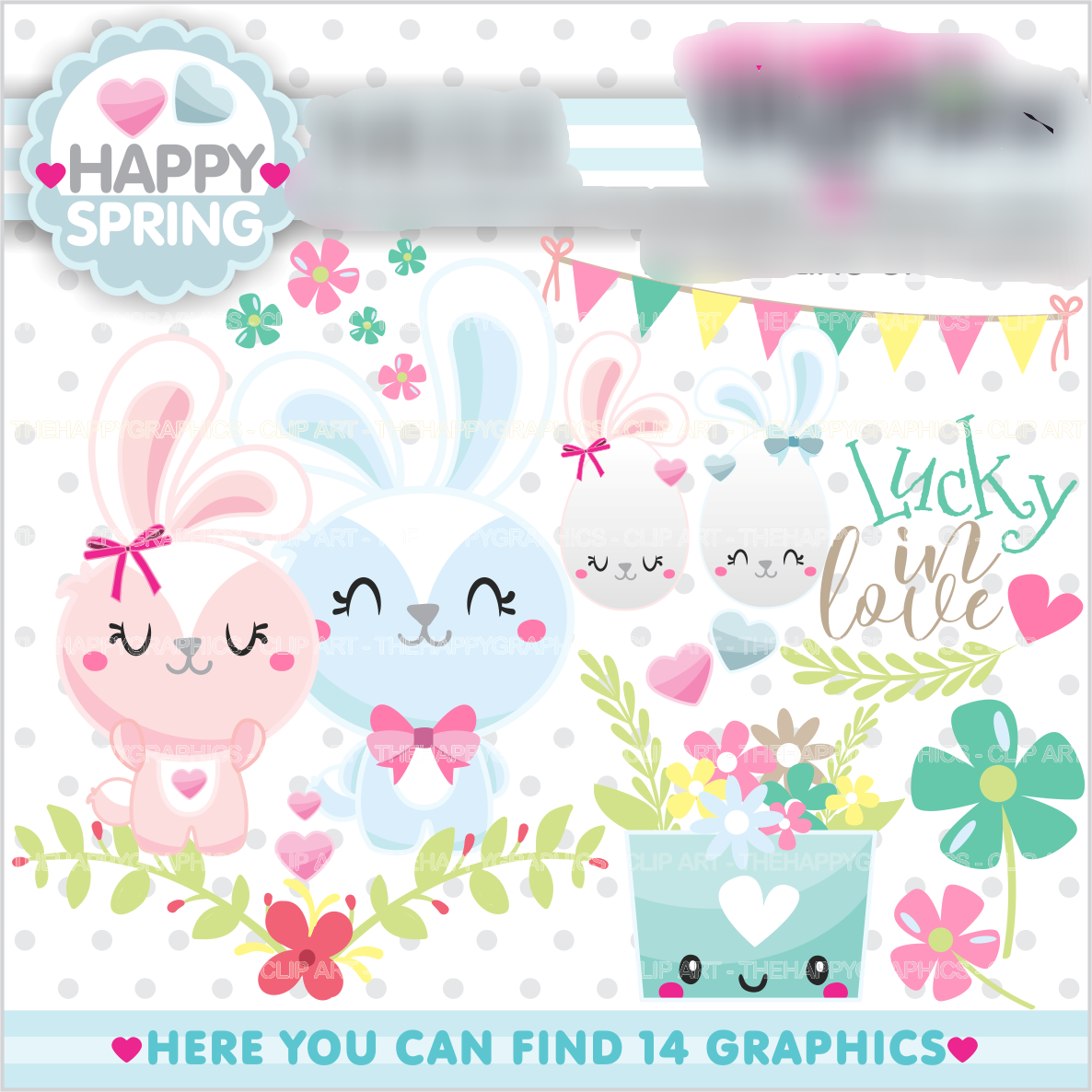 Happy Spring 3 Kit Digital Primavera Coelhinhos - Imagem 1