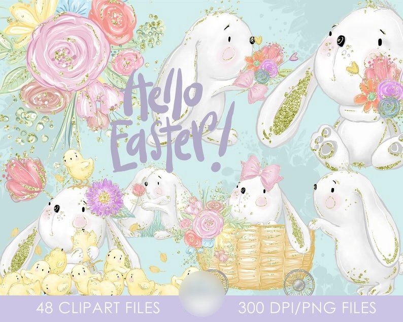 Hello Easter! ClipArt Kit Digital Páscoa - Imagem 1