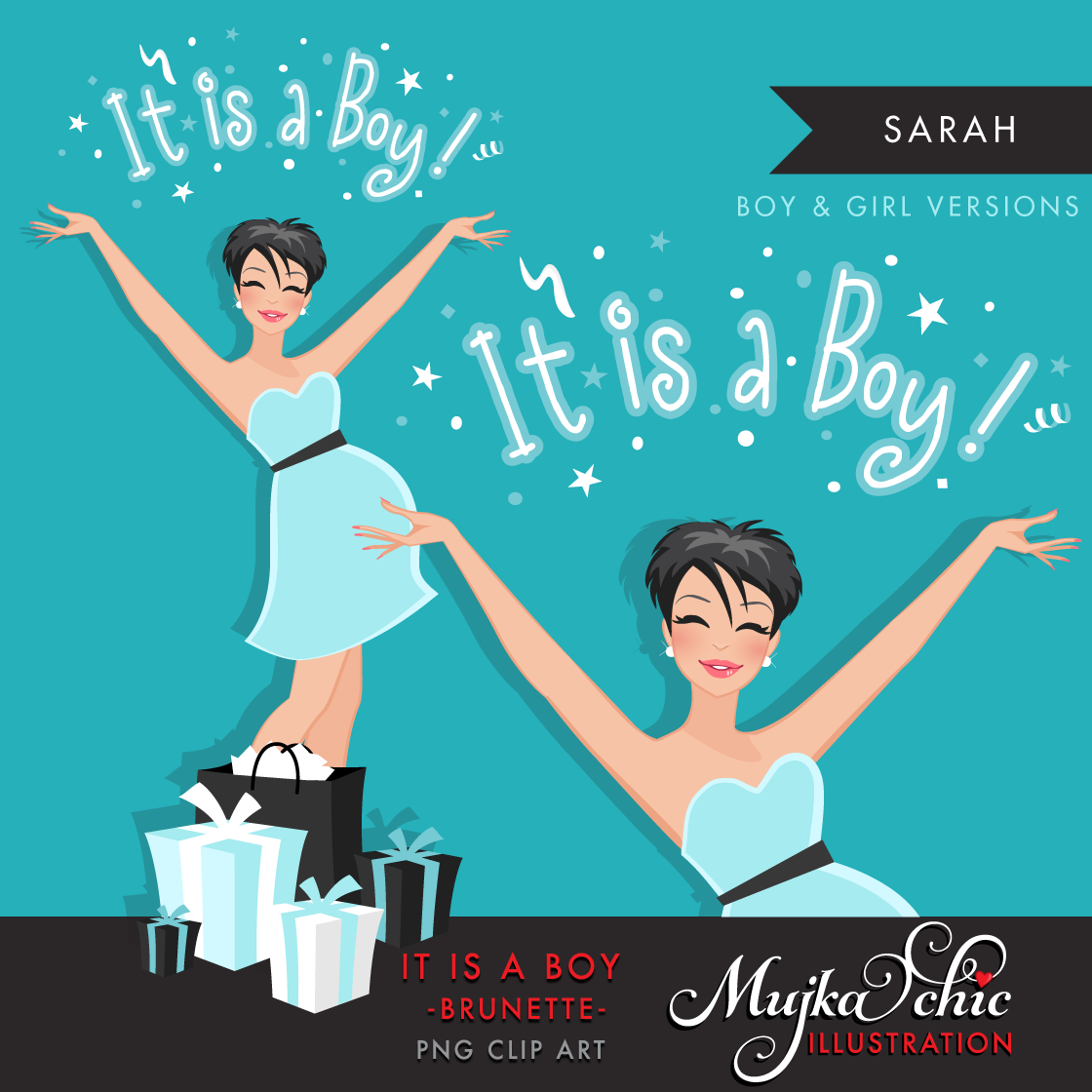 ITS A BOY GIRL DARK BRUNETTE Kit Digital É um Menino Gravida - Imagem 1