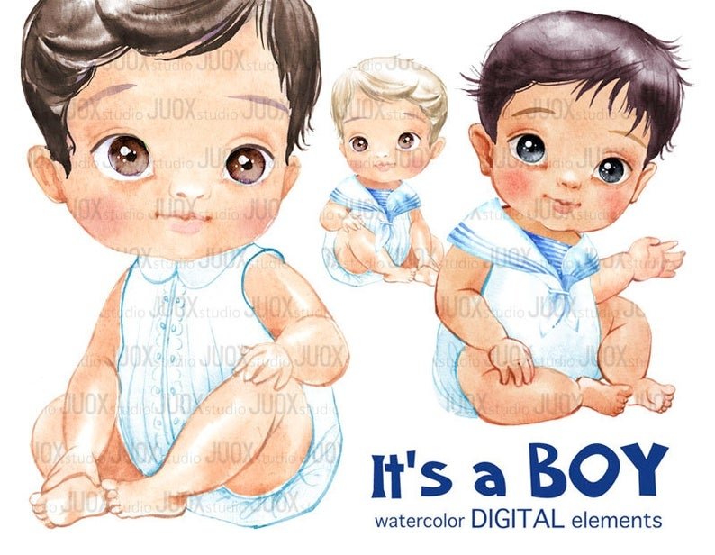 It_s A Boy clipart Arquivo Kit Digital Bebês Meninos Fofinhos - Imagem 1