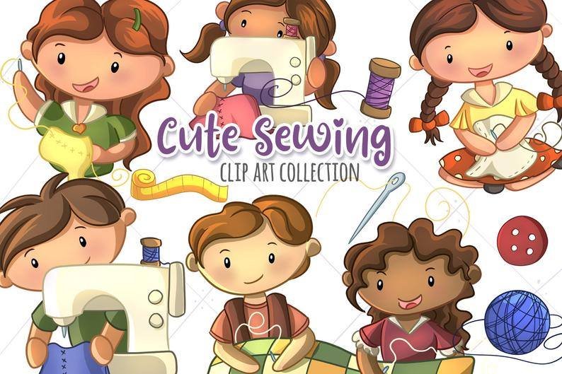 KIK_CuteSewing Arquivo Kit Digital Costureira e Costureira Fofos - Imagem 1