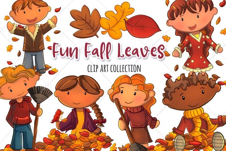 KIK_FunFallLeaves Arquivo Kit Digital Folhas de Outono Divertidas - Imagem 1