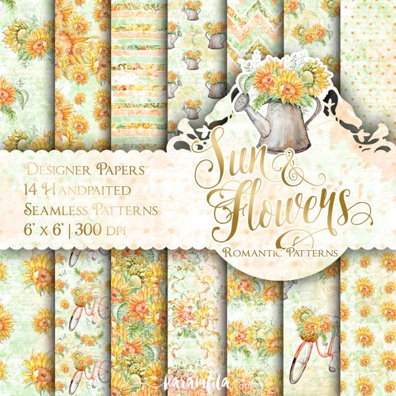 Kara 09 Kit Digital Papeis Flores Girassol - Imagem 1