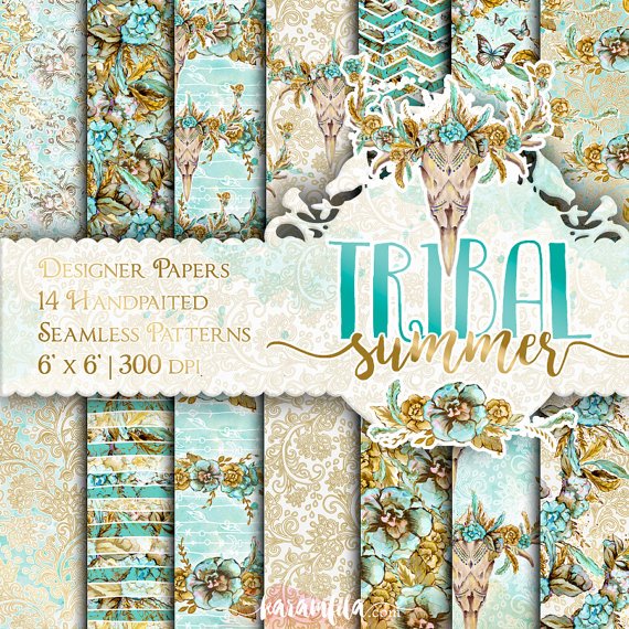 Kara 14 Kit Digital Papeis Tribal - Imagem 1