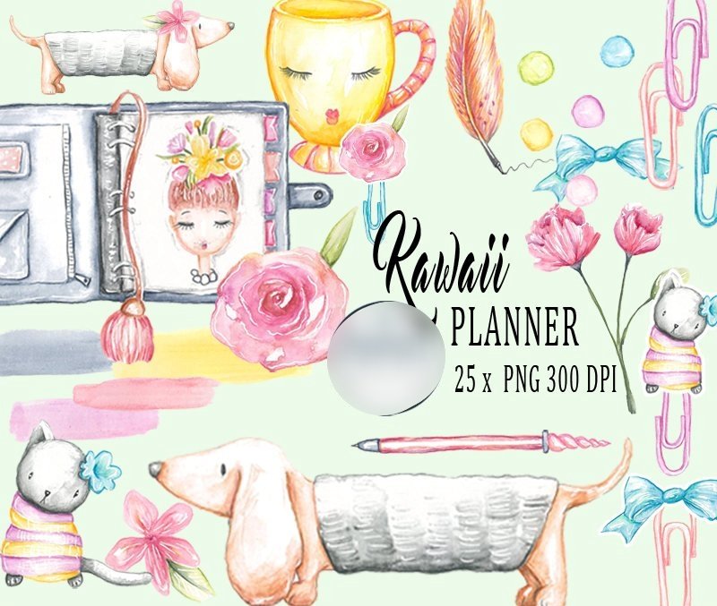Kawaii Planner Kit Digital Planner - Imagem 1