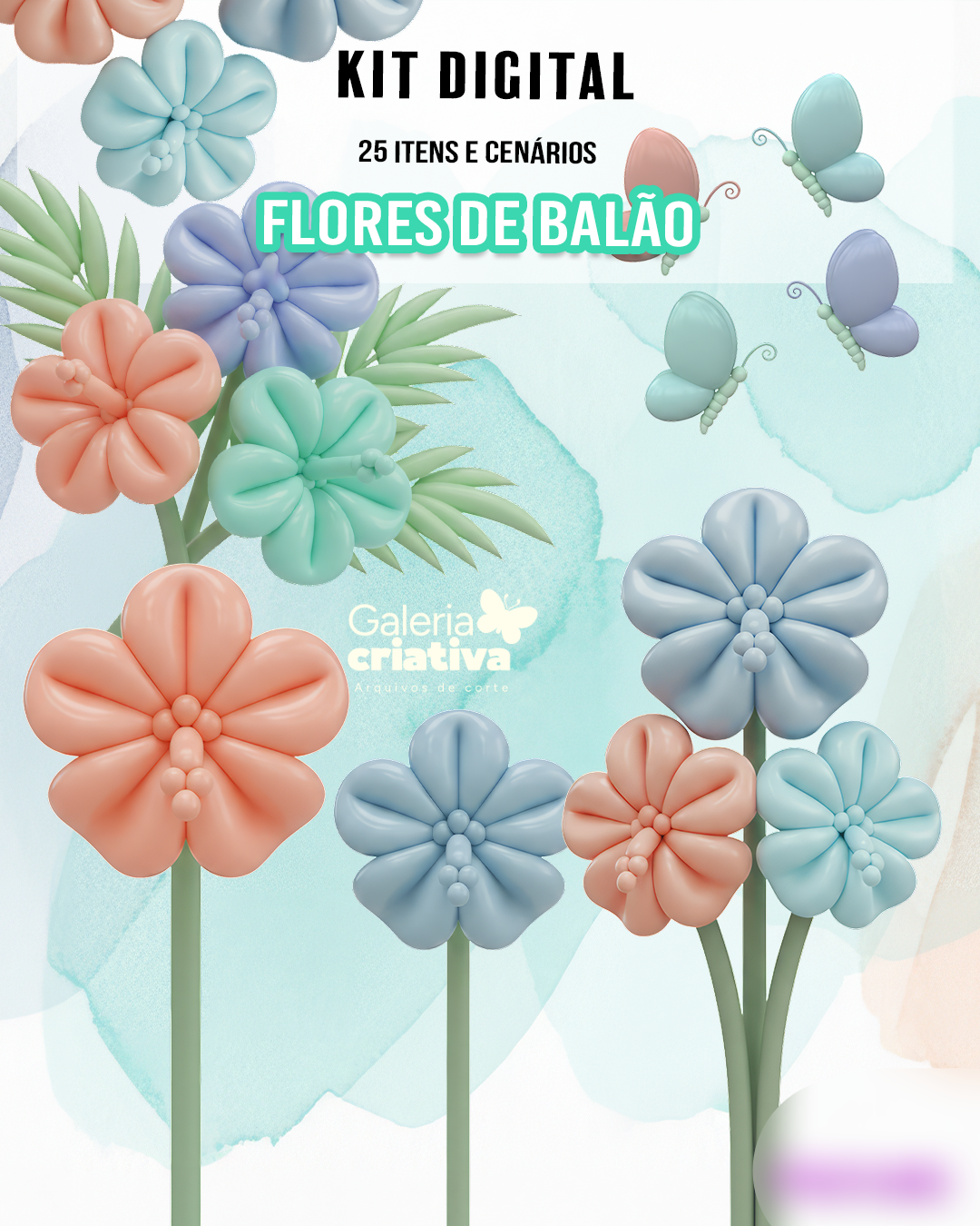Kit Digital Flores de Balão Kit Digital Flores de Balão - Imagem 1