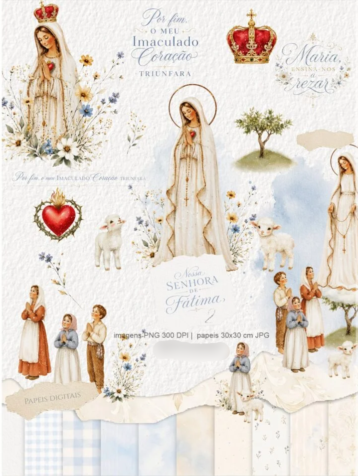 Kit Digital Ilustrações Nossa Senhora de Fátima 2 Kit Digital Nossa Senhora de Fátima 2 - Imagem 1