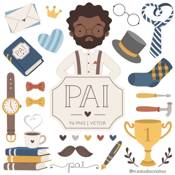 Kit Digital Pai C071 Kit Digital Dia do Papai Aquarela - Imagem 1