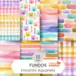 Kit Digital Papéis Fundos Aquarela Encanto