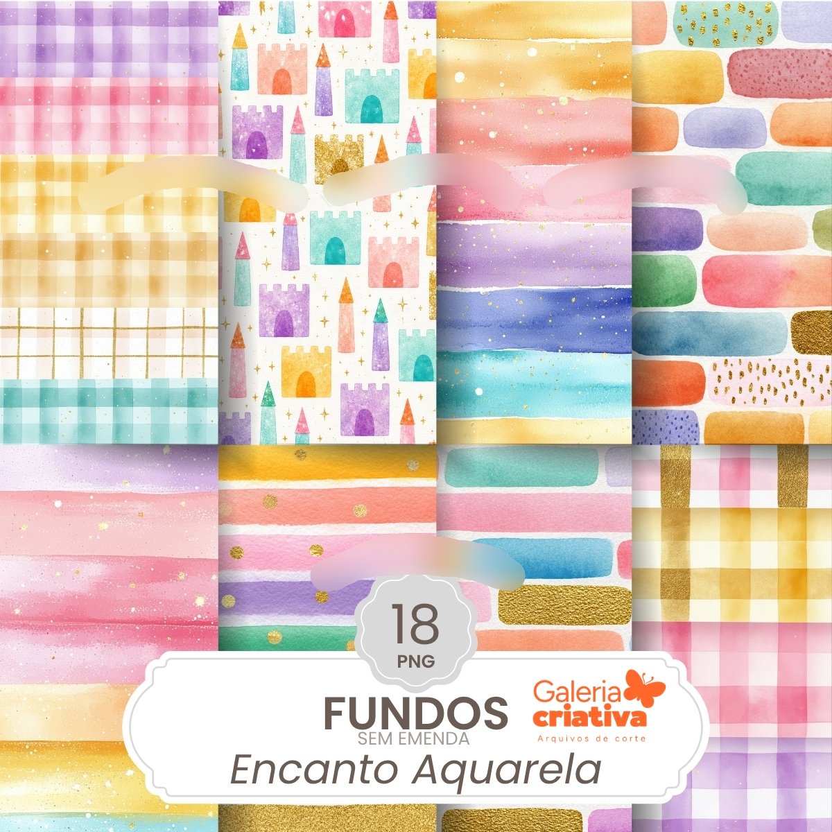 Kit Digital Papéis Fundos Aquarela Encanto Kit Digital Papéis Fundos Aquarela Encanto - Imagem 1