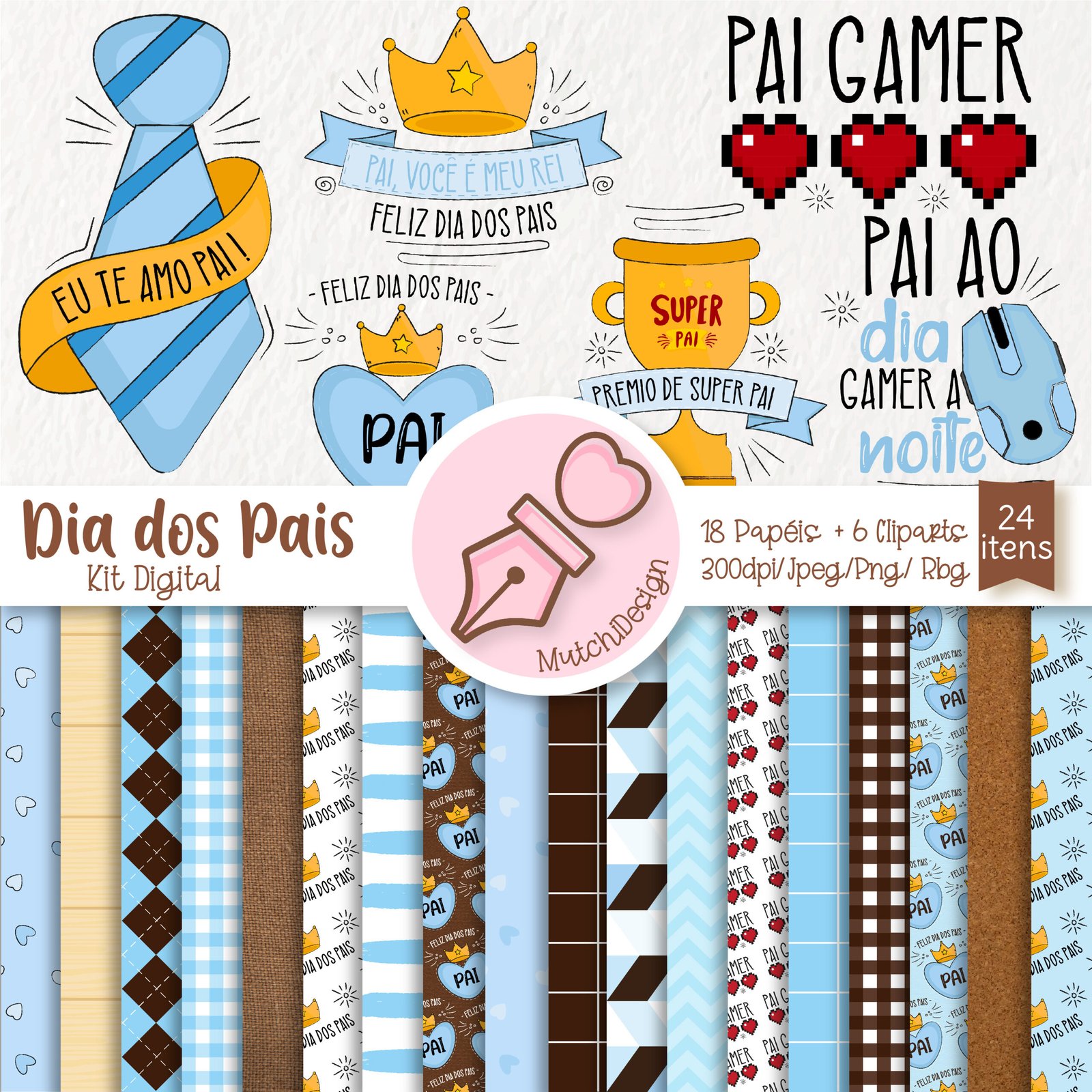 Kit digital dia dos pais Mutchidesign Kit Digital Dia dos Pais Pai Gamer - Imagem 1