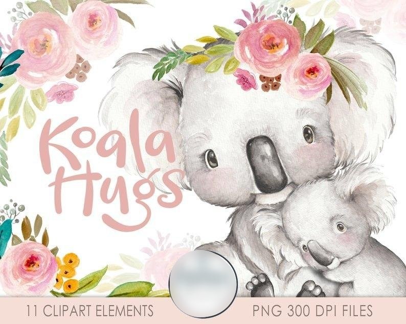 Koala Hugs Arquivo Kit Digital Koala Mamãe com Filhote - Imagem 1