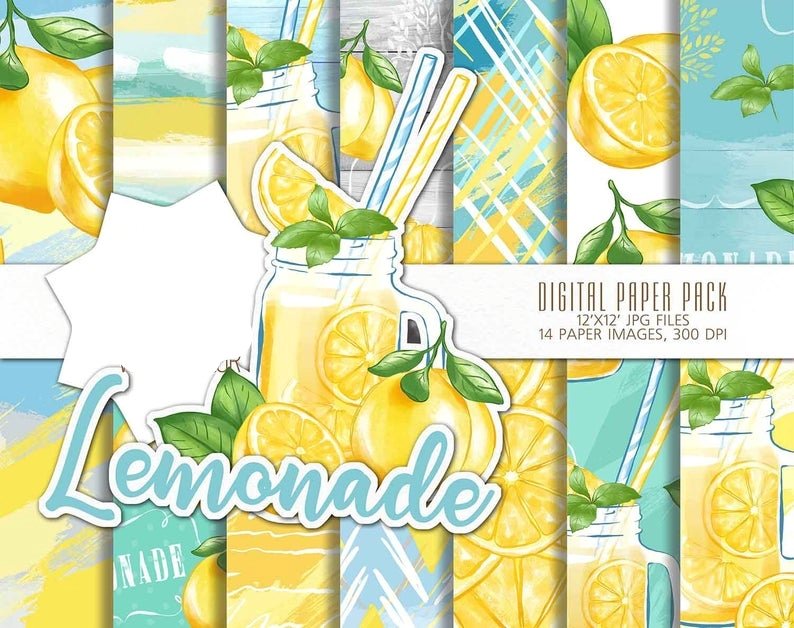 Lemonade PP-Iva Arquivo Kit Digital Papéis Limão - Limonada - Imagem 1