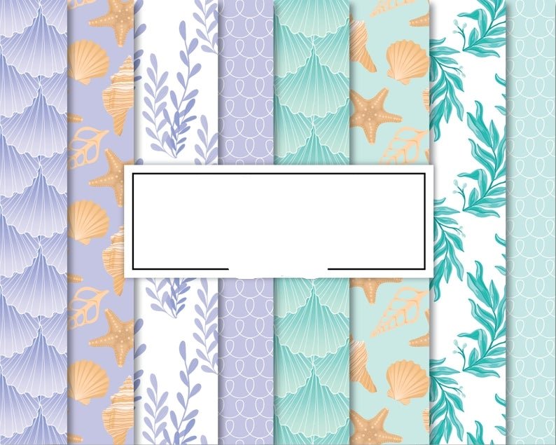 Let_s Be Mermaids Papers Kit Digital Papeis Sereias - Imagem 1