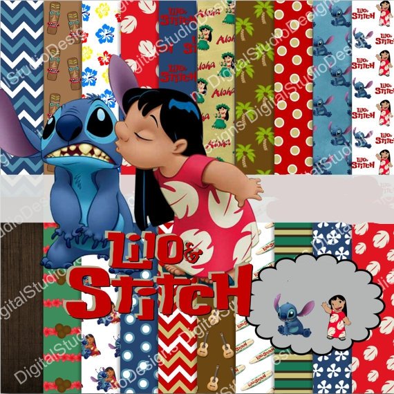 Lilo and Stitch Kit Digital Papeis Lilo Stitch - Imagem 1