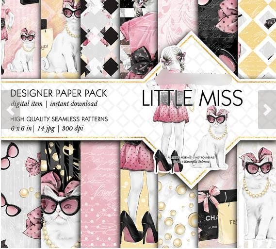 Little Miss Papers Kit Digital Papeis Acessorios da Moda - Imagem 1