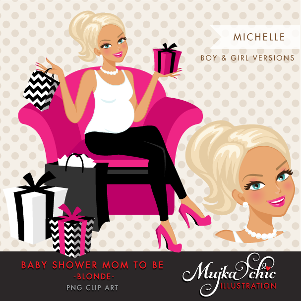 MICHELLE-BABYSHOWER-BLONDE Kit Digital Garota Gravida Girls - Imagem 1
