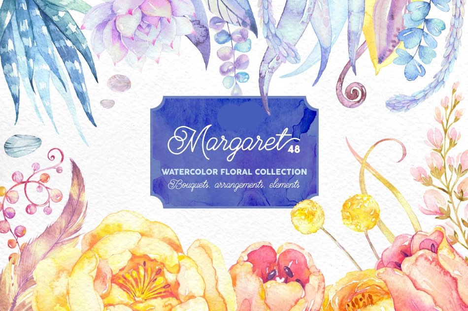 Margaret-Octopus Kit Digital Flores em tons de Amarelo e Rosa. - Imagem 1