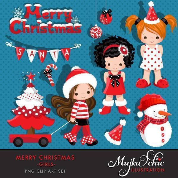 Merry Christmas Girls MUJKA Kit Digital Menina Natal - Imagem 1