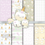 Kit Digital Papeis Unicornio Baby