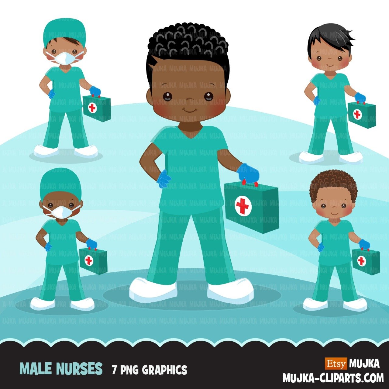 Mujka - Covid Black Male Nurse Kit Digital Medicos - Imagem 1