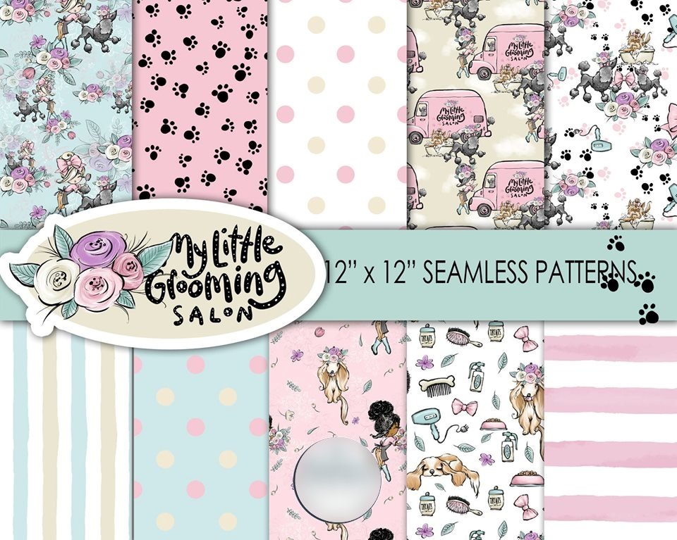 My Little Gromming Salon PP-Monique Kit Digital Papeis Pet Shop - Imagem 1