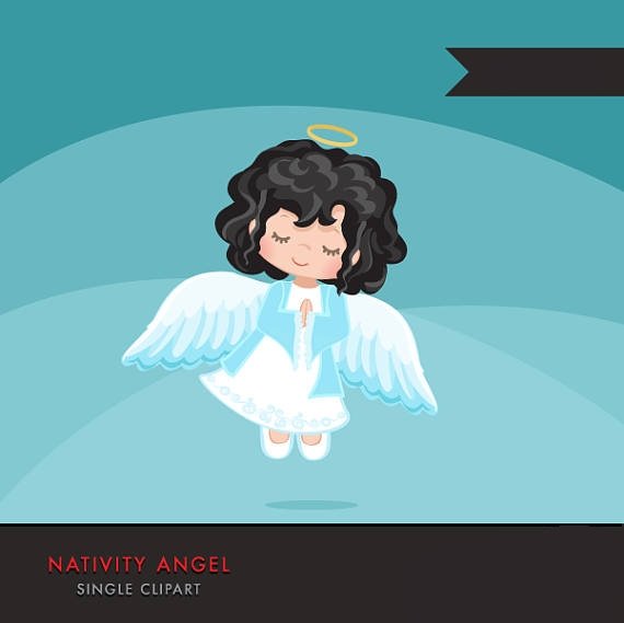 NATIVITY ANGEL DARK BRUNETTE Arquivo Kit Digital Anjinha Morena - Imagem 1