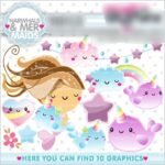 Kit Digital Sereia Unicornio Clipart