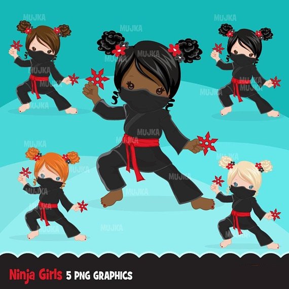 Ninja Girls MUJKA Arquivo Kit Digital Menina Ninja - Imagem 1