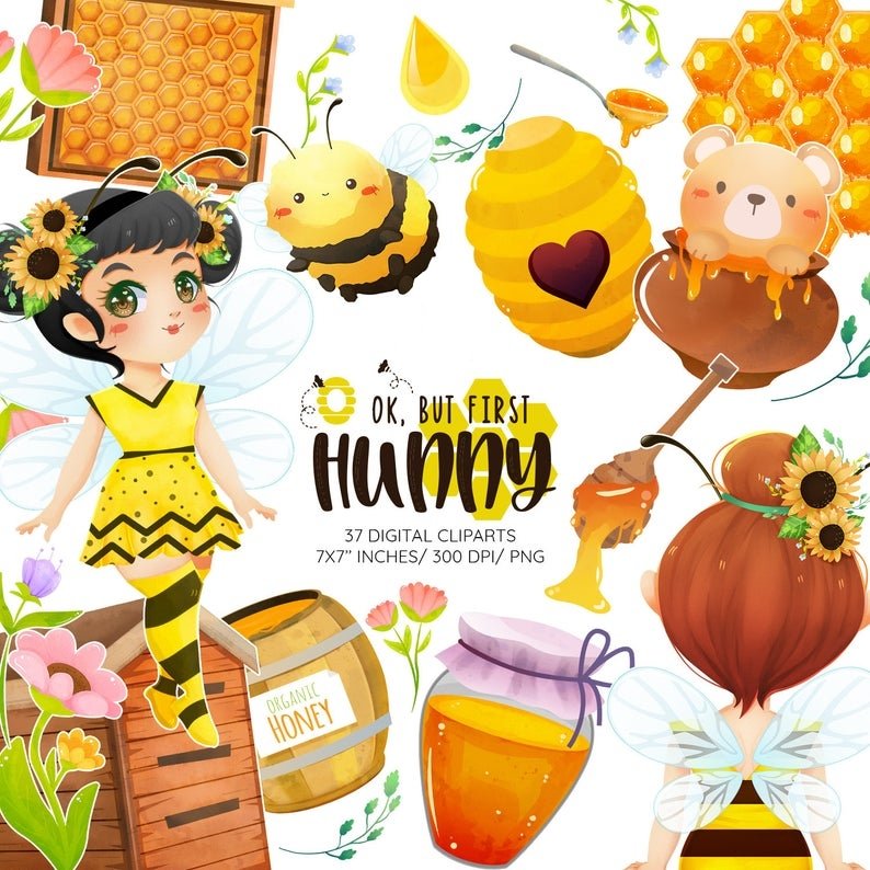 Ok, But First Hunny kit Digital Abelhinha - Imagem 1