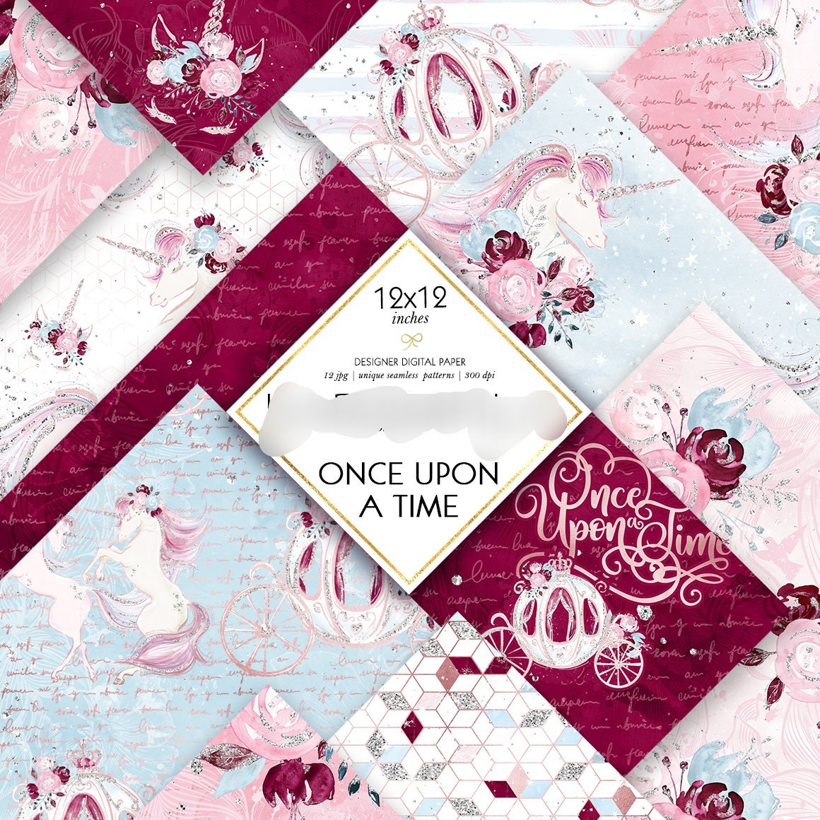 Once Upon A Time Paper Kit Digital Papeis Era uma Vez Conto de Fadas - Imagem 1