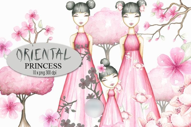 Oriental Princess ClipArt Kit Digital Princesa Oriental - Imagem 1