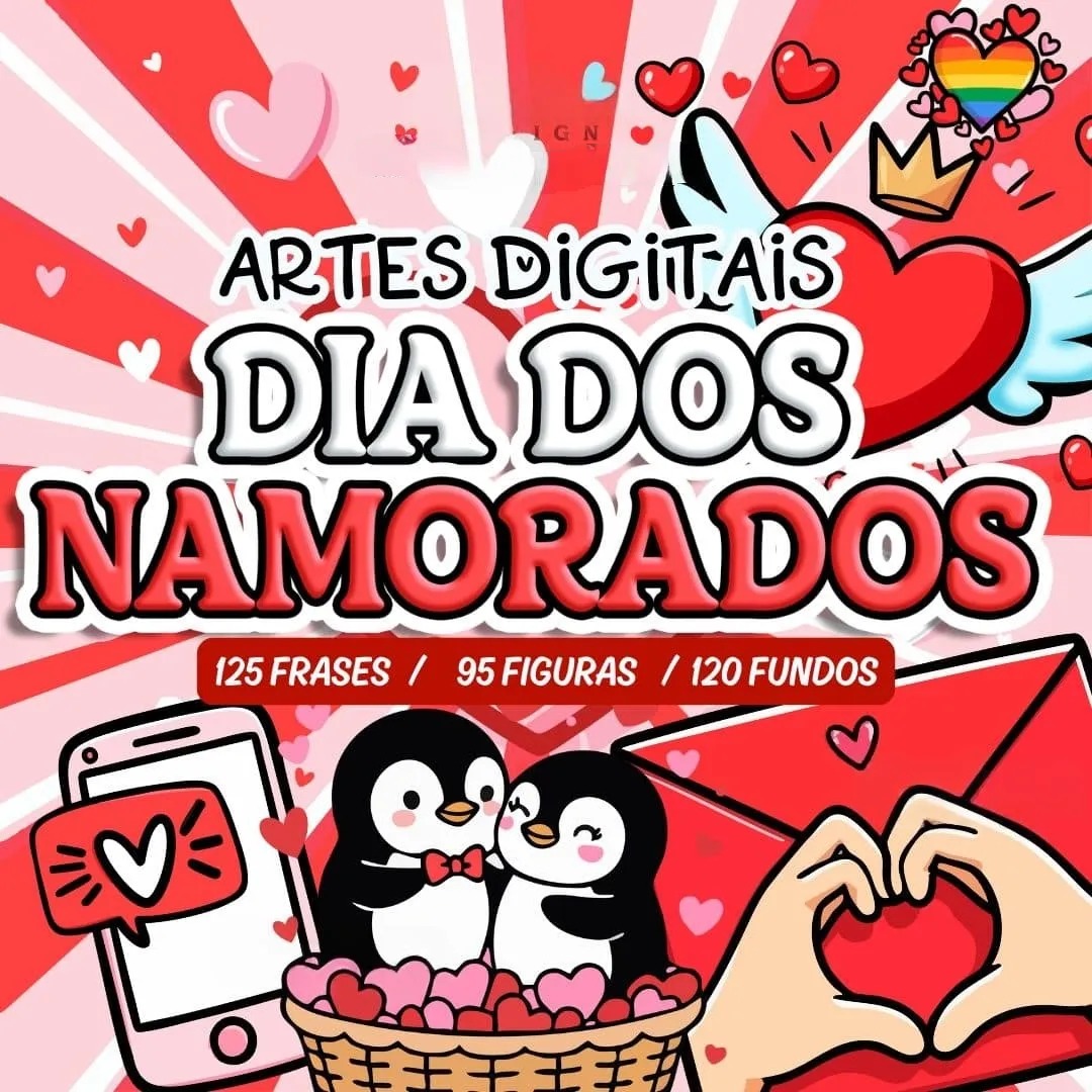 PANDOCA - Dia dos Namorados 2025 Kit Digital Pinguins Namorados - Imagem 1