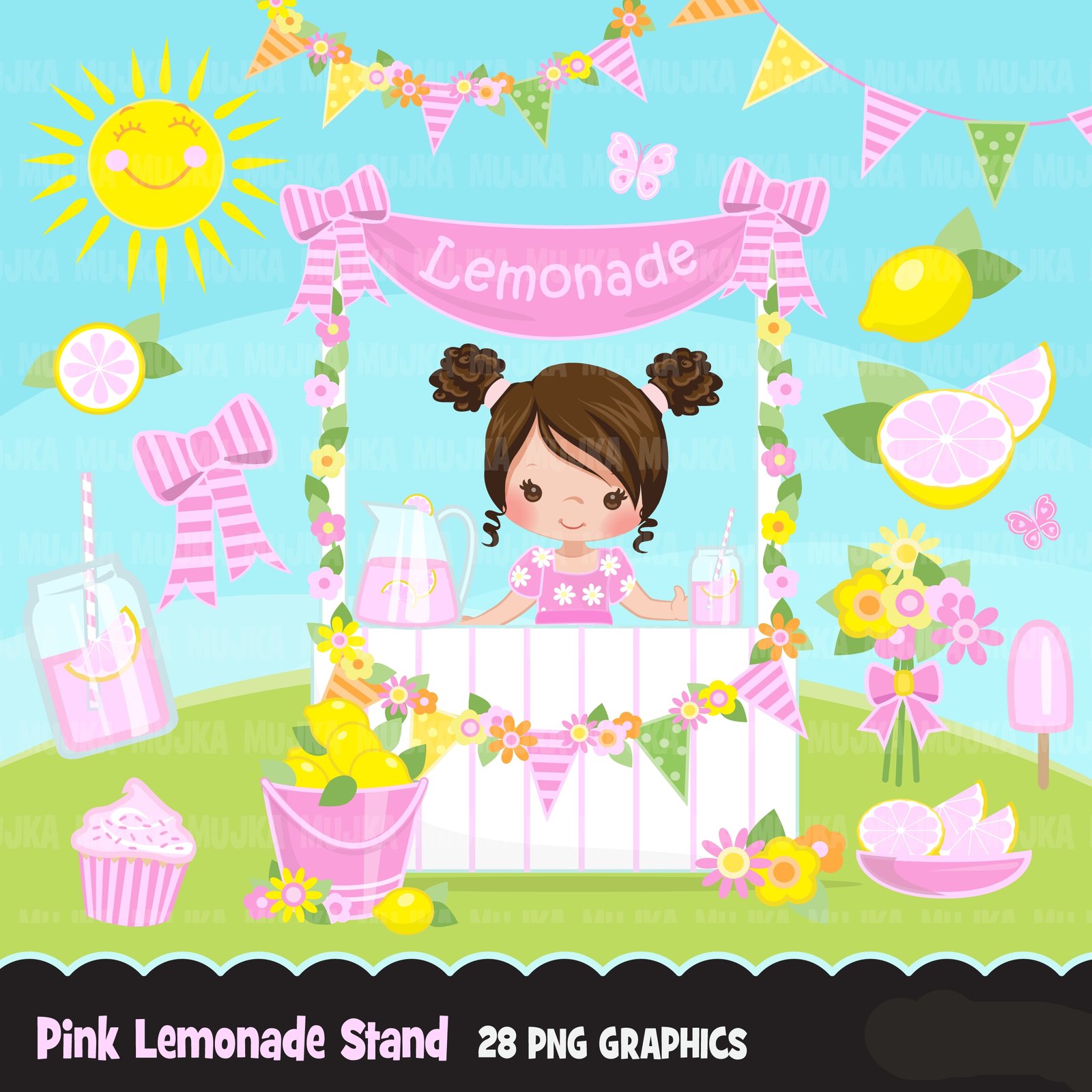 PINK-LEMONADE-STAND Arquivo Kit Digital Meninas - Imagem 1