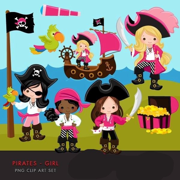 PIRATES GIRL MUJKA Arquivo Kit Digital Pirata Menina - Imagem 1