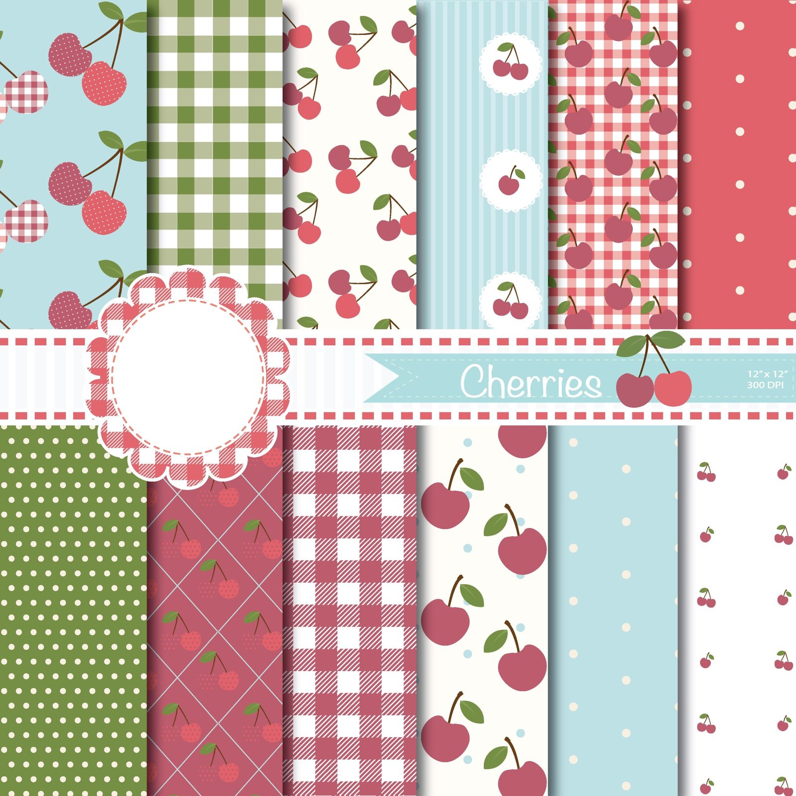 POPPY - CHERRY PP Kit Digital Papeis Cerejinhas - Imagem 1