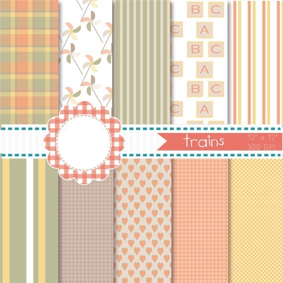 POPPY - TRAINS Kit Digital Papeis Clipart - Imagem 1