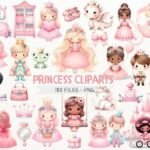 Kit Digital PRINCESAS ROSA AQUARELA