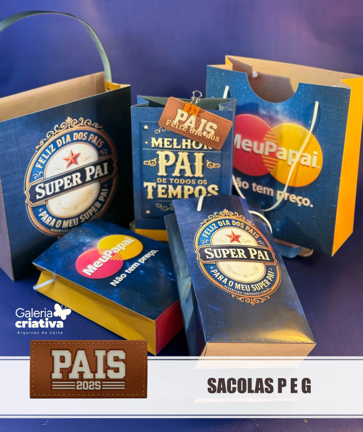 Pais 2025 - Sacolinhas Arquivo Dia dos Pais 2025 Combo Sacolinhas - Imagem 1