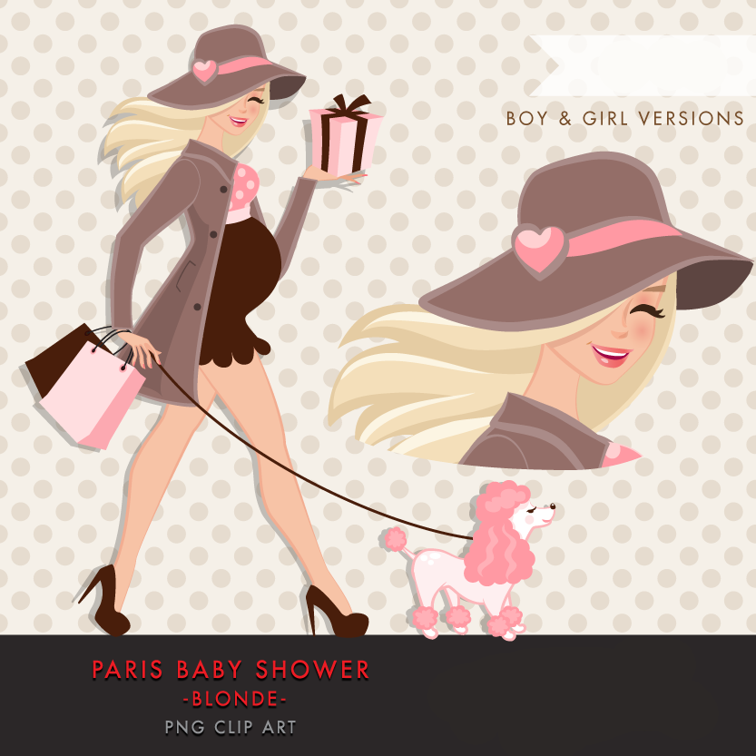 Paris Baby Shower Blonde MUJKA Arquivo Kit Digital Chá de Bebê Tema Paris Loira - Imagem 1