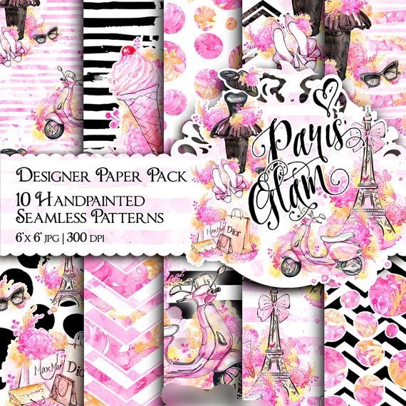 Paris-Glam Kit Digital Papeis Paris Glamo - Imagem 1