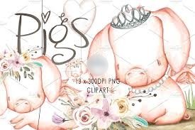 Pigs II ClipArt Kit Digital Porquinho Clipart - Imagem 1