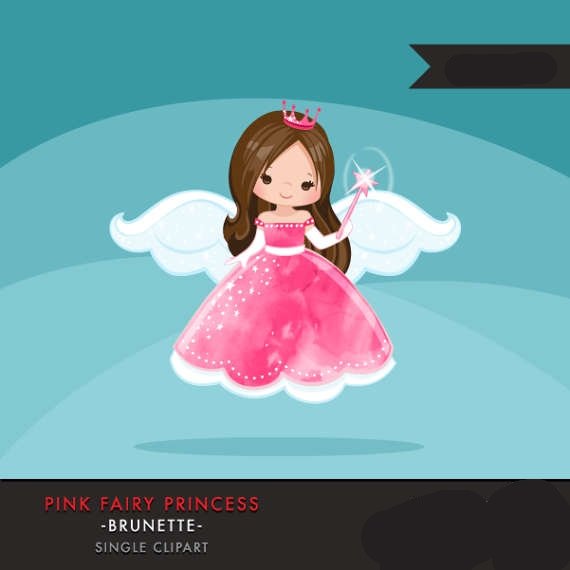 Pink fairy Princess Brunette MUJKA Arquivo Kit Digital Princesa Fada de Pink - Imagem 1
