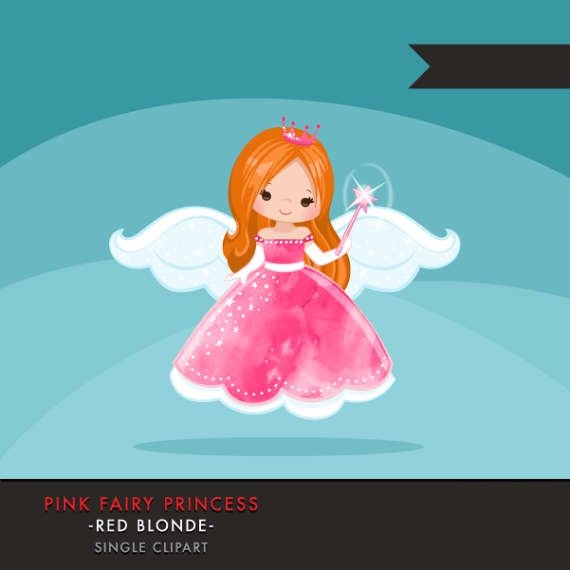 Pink fairy Princess Red Blonde MUJKA Arquivo Kit Digital Princesa Fada Ruiva Pink - Imagem 1