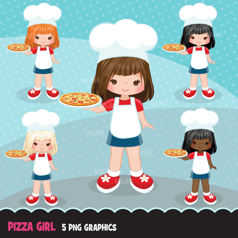 Pizza Girl MUJKA Arquivo Kit Digital Pizza Menina - Imagem 1