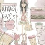 Kit Digital Garota Amor Clipart